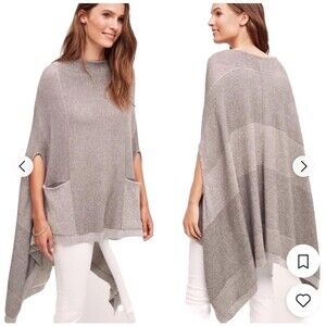 Moth Anthropologie Women's Gray Oversized Cowl Neck Poncho Sweater Size XS